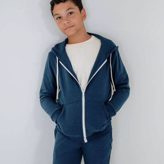 Sweat à capuche zippé en molleton de bambou pour enfant | Canneberge