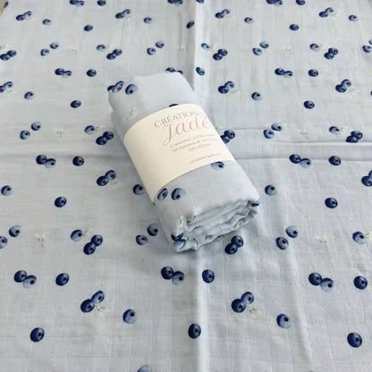 Mousseline bambou et coton - Bleuets