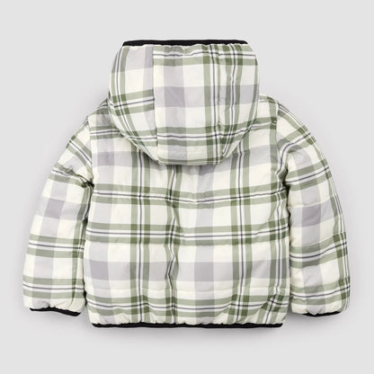 Veste réversible | Imprimé à carreaux Winter Moss sur noir | Miles the Label