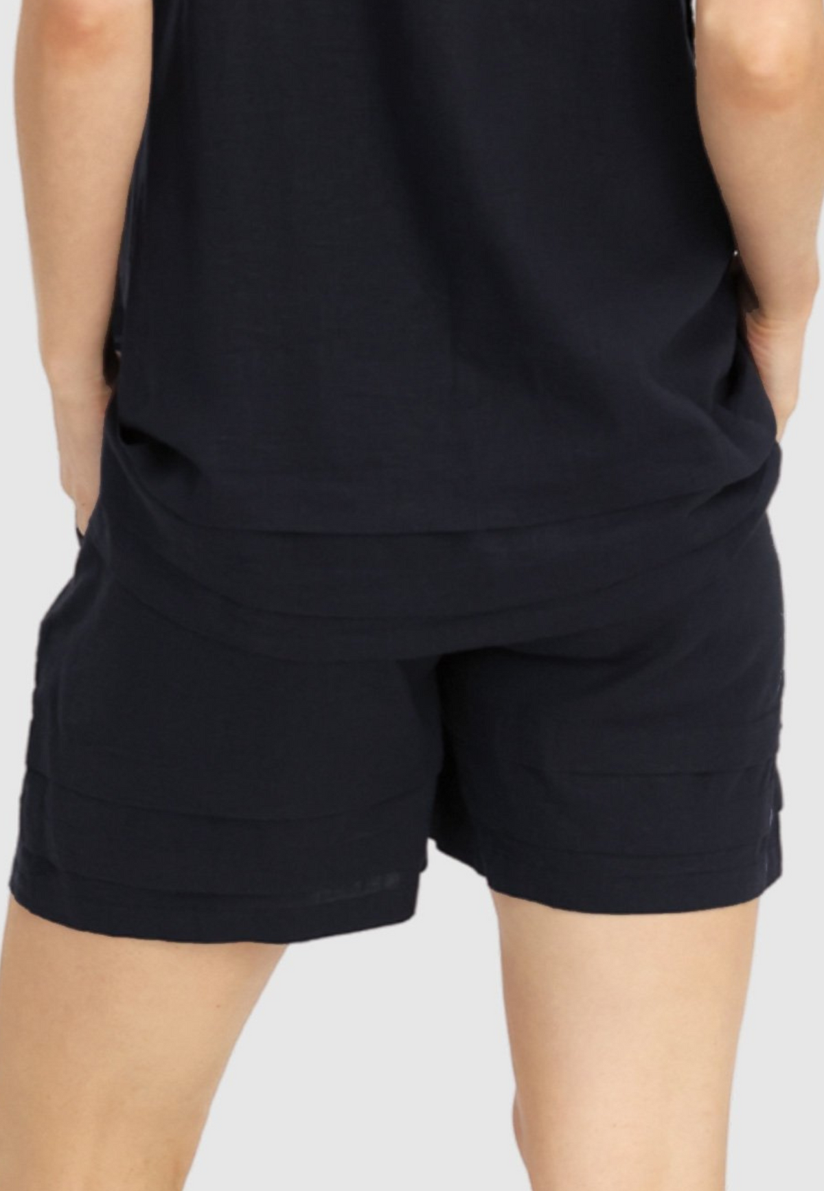 Black Linen-Blend Maternity Summer Shorts