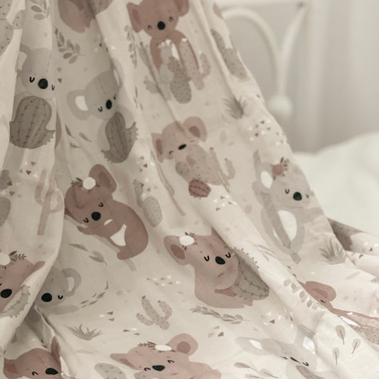 Bamboo & Cotton Muslin - Cute Koalas