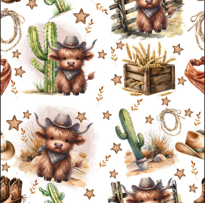 Mousseline de bambou vache highland cow-boy