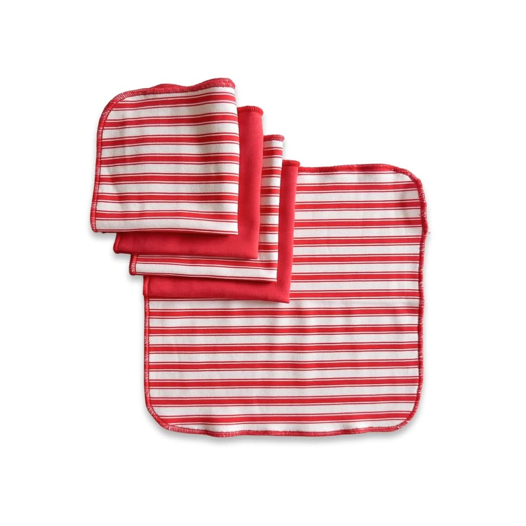 Lingettes en Bambou pour Bébé (Lot de 5) | Rayures Arc-en-Ciel