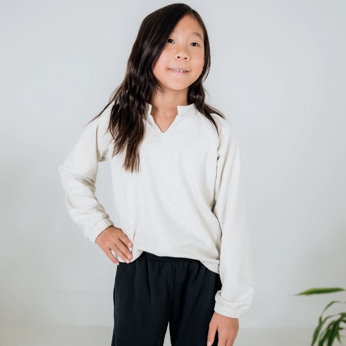Youth Bamboo Fleece Collared Pullover | Sage