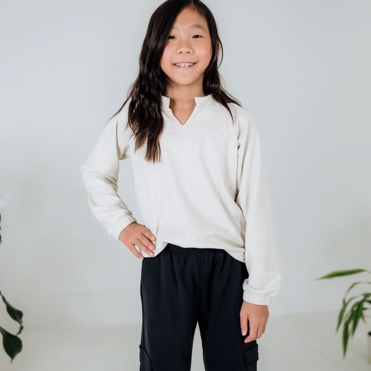 Youth Bamboo Fleece Collared Pullover | Sage