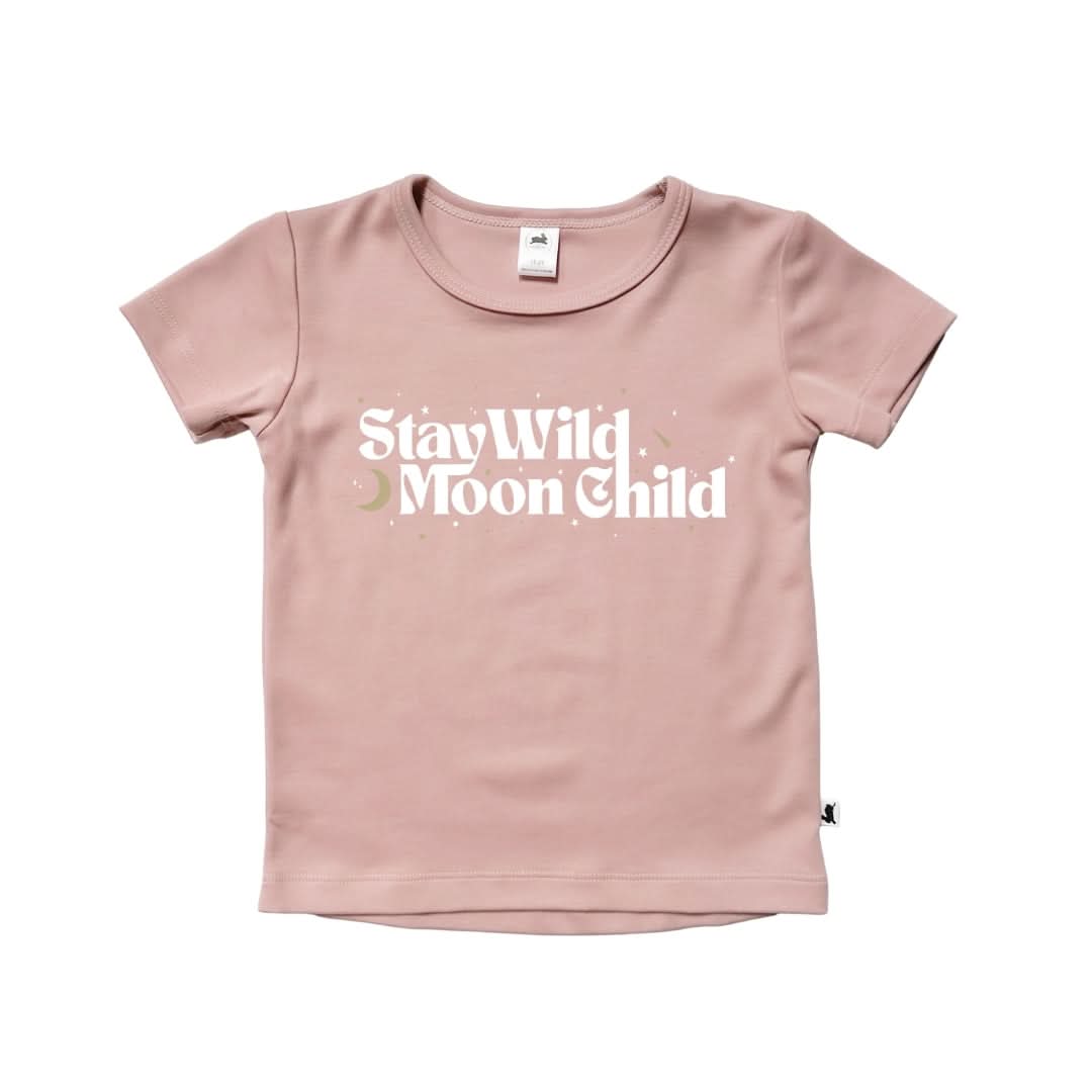 T-shirt graphique en bambou pour bébés/enfants | « Stay Wild Moonchild » | Bois de rose