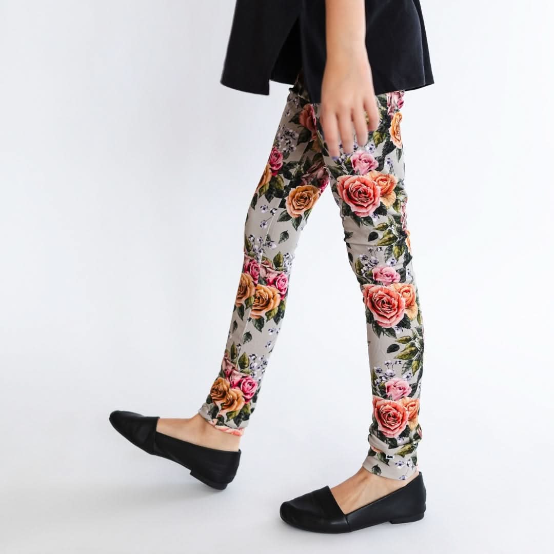Legging en bambou pour enfant | Motifs floraux anciens