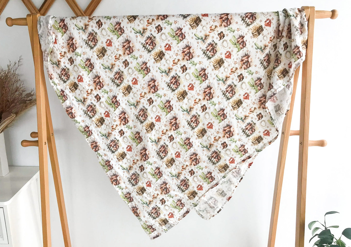 Highland Cow Cowboy Bamboo Muslin