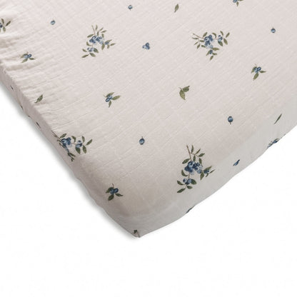Draps-housses en mousseline de coton biologique pour berceau - Myrtille