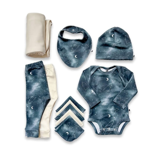 Coffret cadeau capsule en bambou pour bébé | Nuit étoilée et crème