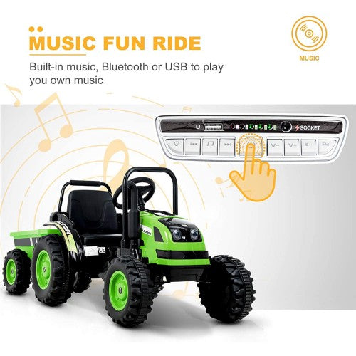 Voiture électrique pour enfants tracteur 6V 2026 avec télécommande et remorque détachable