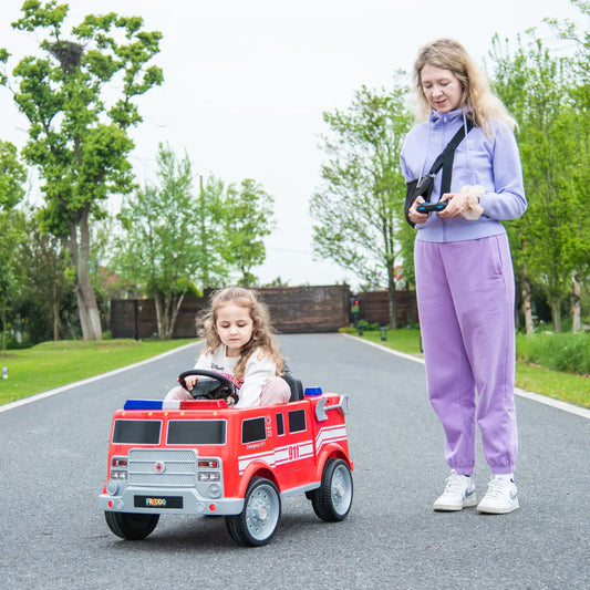 Camion de pompier 2026 12V DELUXE pour enfant, avec télécommande