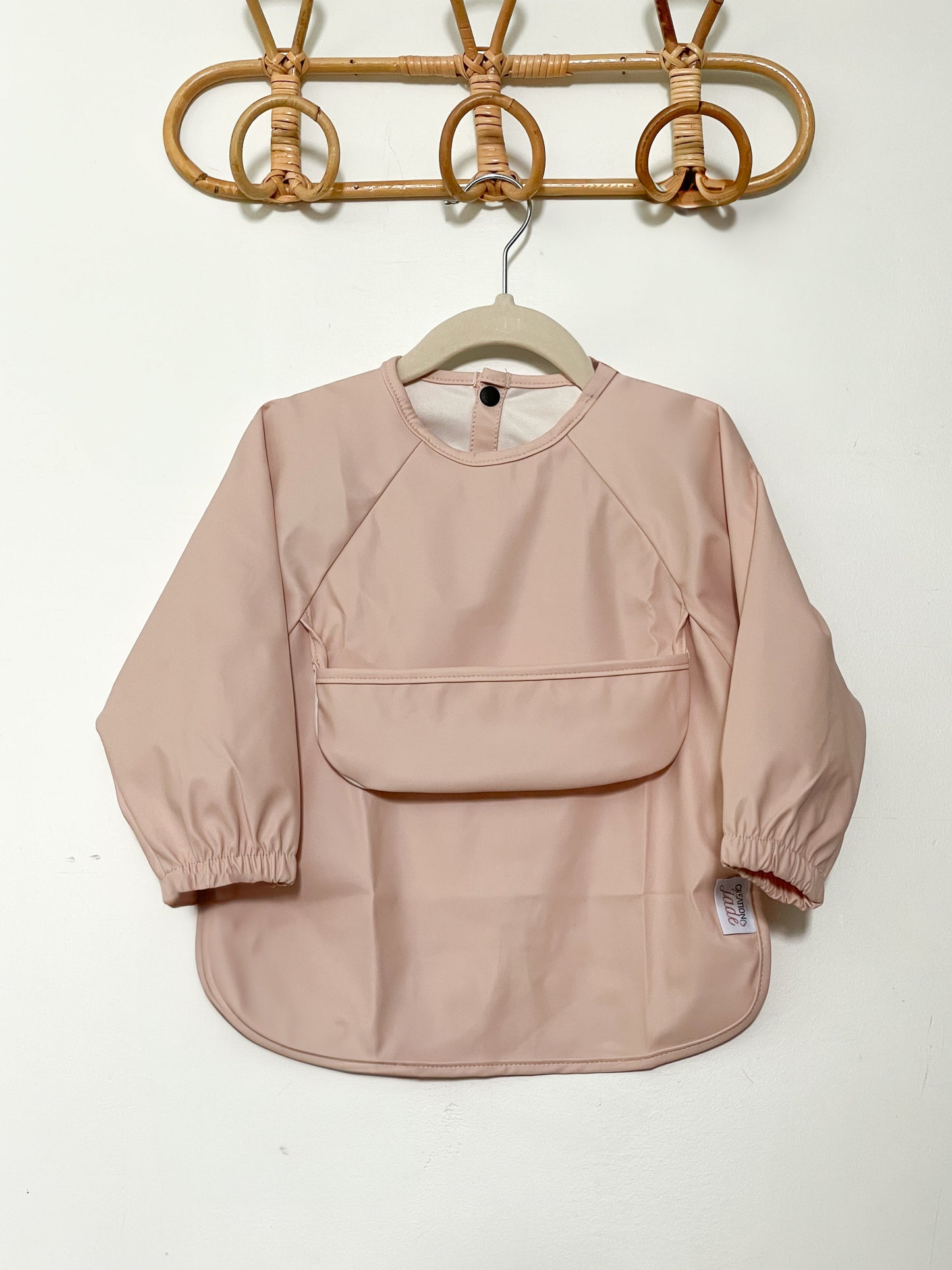 Tablier à manches longues - Poche poitrine - Rose poudré
