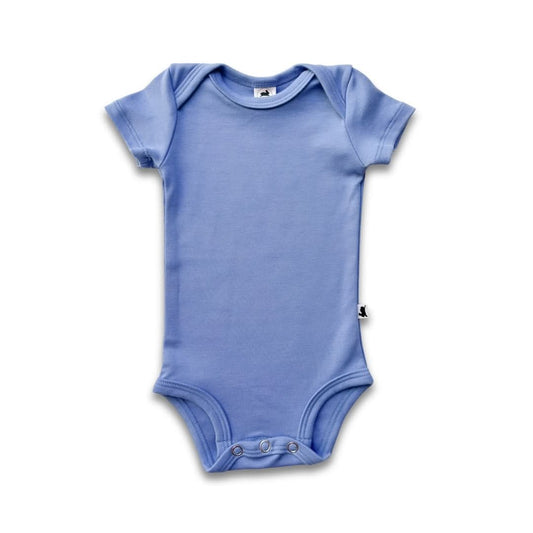 Grenouillère bébé en bambou à manches courtes | Bleu océan
