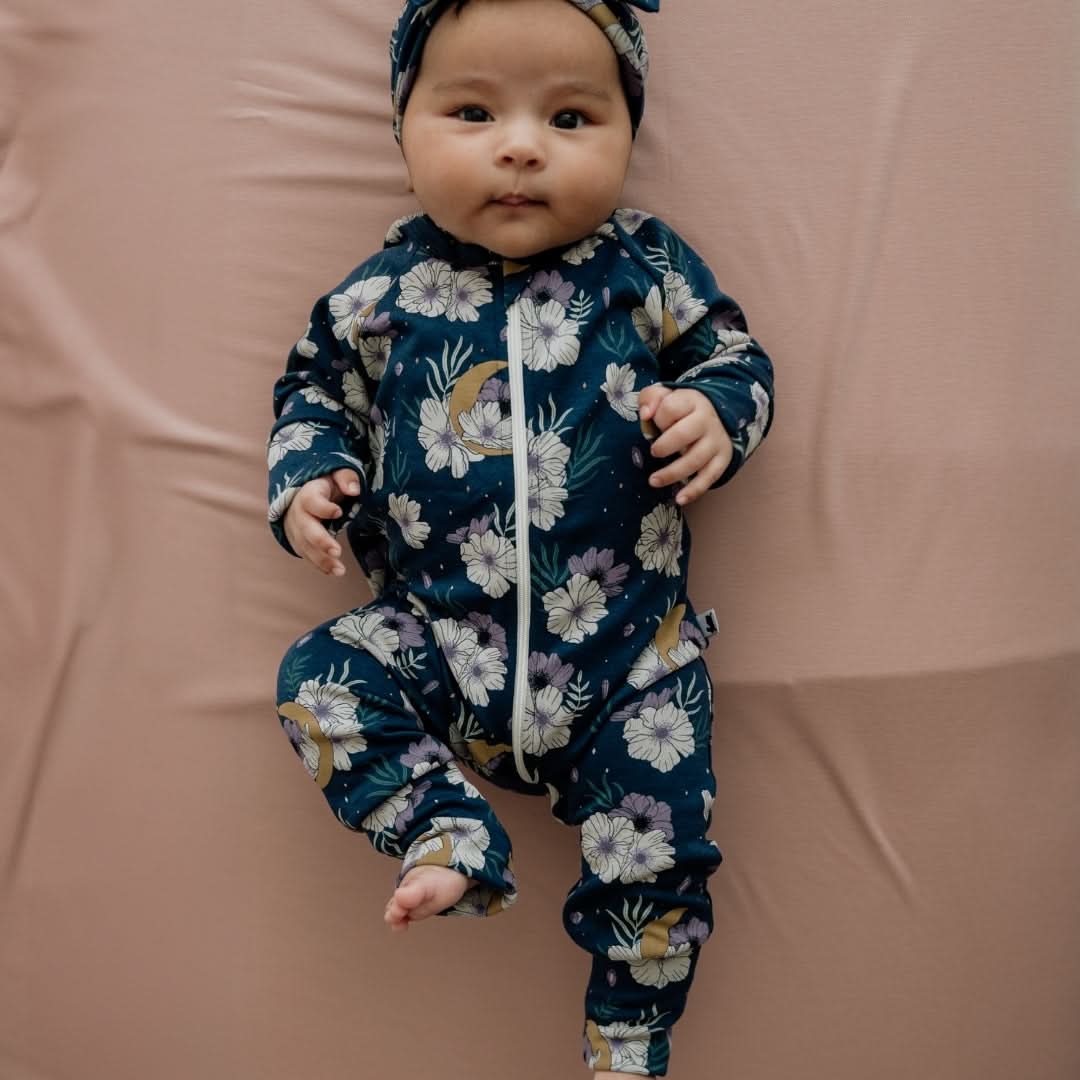 Bamboo Baby Zipper Footed Onesie | Twilight Grove