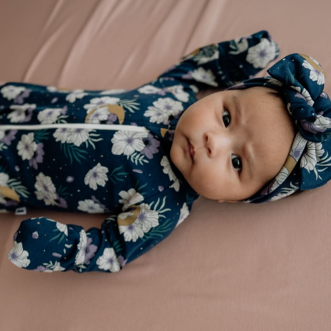 Bamboo Baby Zipper Footed Onesie | Twilight Grove