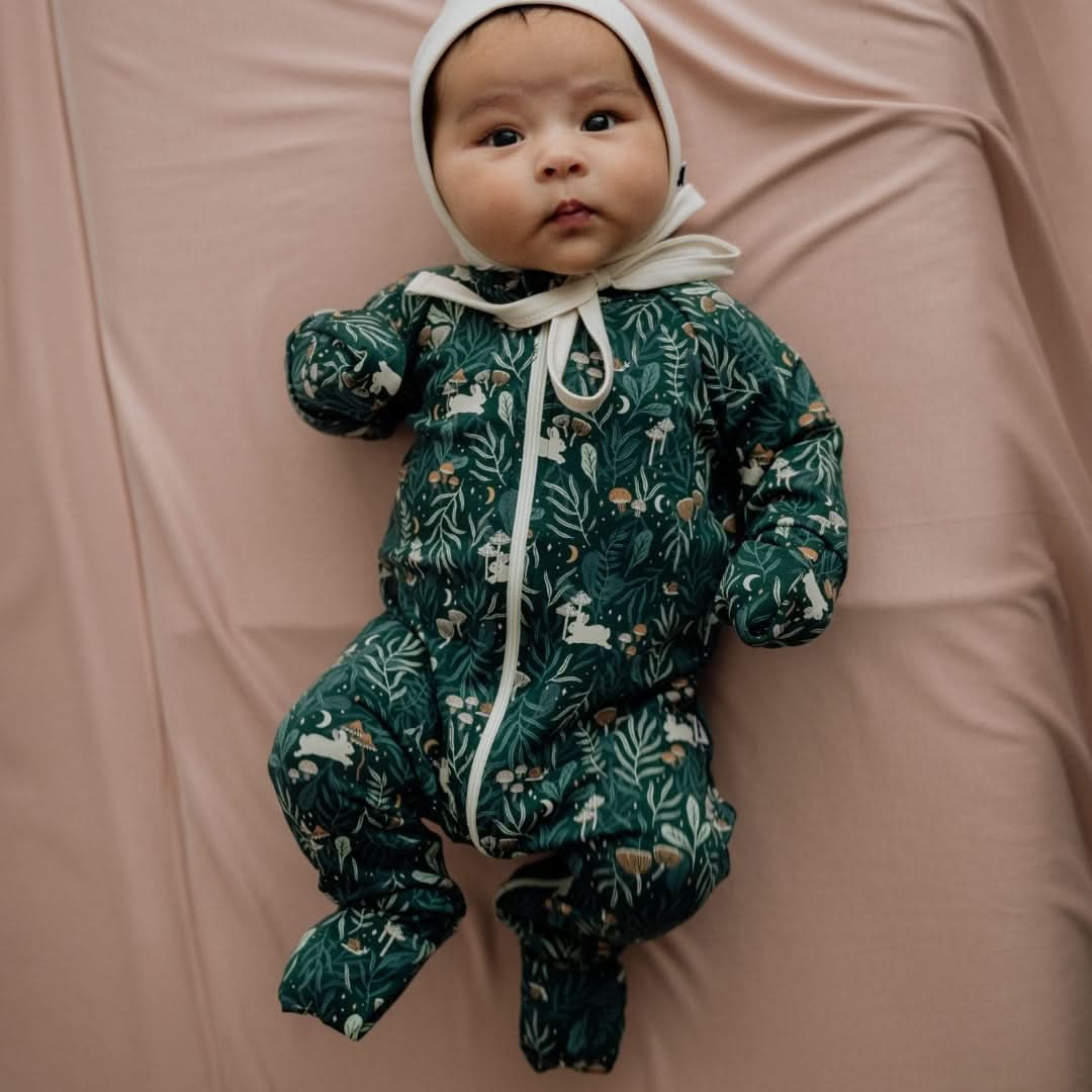Bamboo Baby Zipper Footed Onesie| Celestial Floral