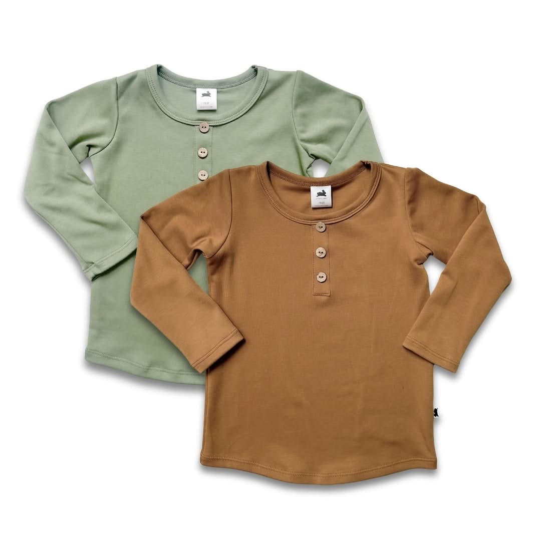 Henley bébé/enfant à manches longues en bambou | Ombre