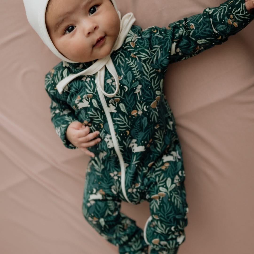 Bamboo Baby Zipper Footed Onesie | Twilight Grove