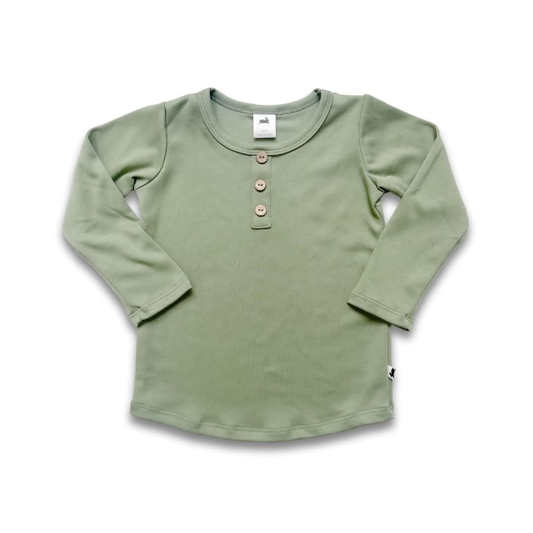 Henley bébé/enfant à manches longues en bambou | Ombre