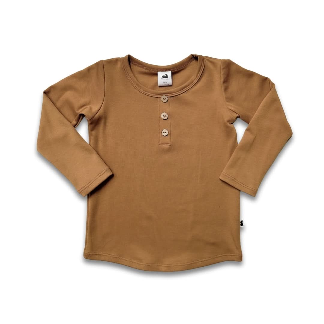 Henley bébé/enfant à manches longues en bambou | Ombre