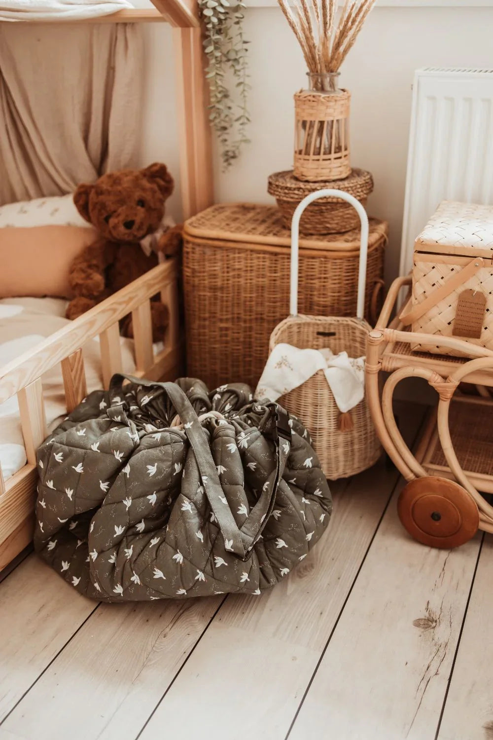 Tapis et sac bébé doux bio | Oiseaux | play&go