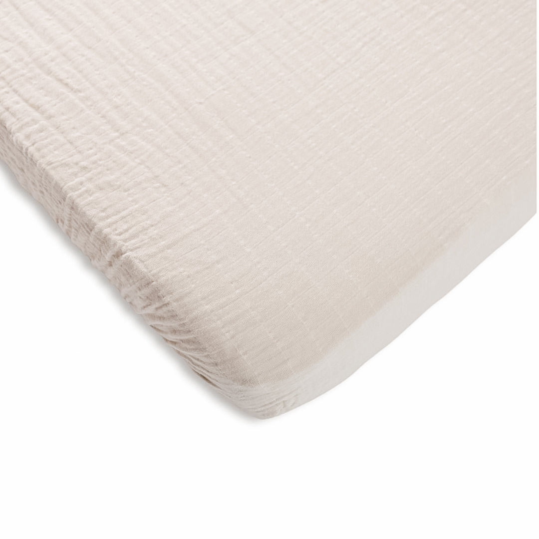Draps-housses en mousseline de coton biologique pour berceau - Ivoire