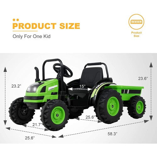 Voiture électrique pour enfants tracteur 6V 2026 avec télécommande et remorque détachable