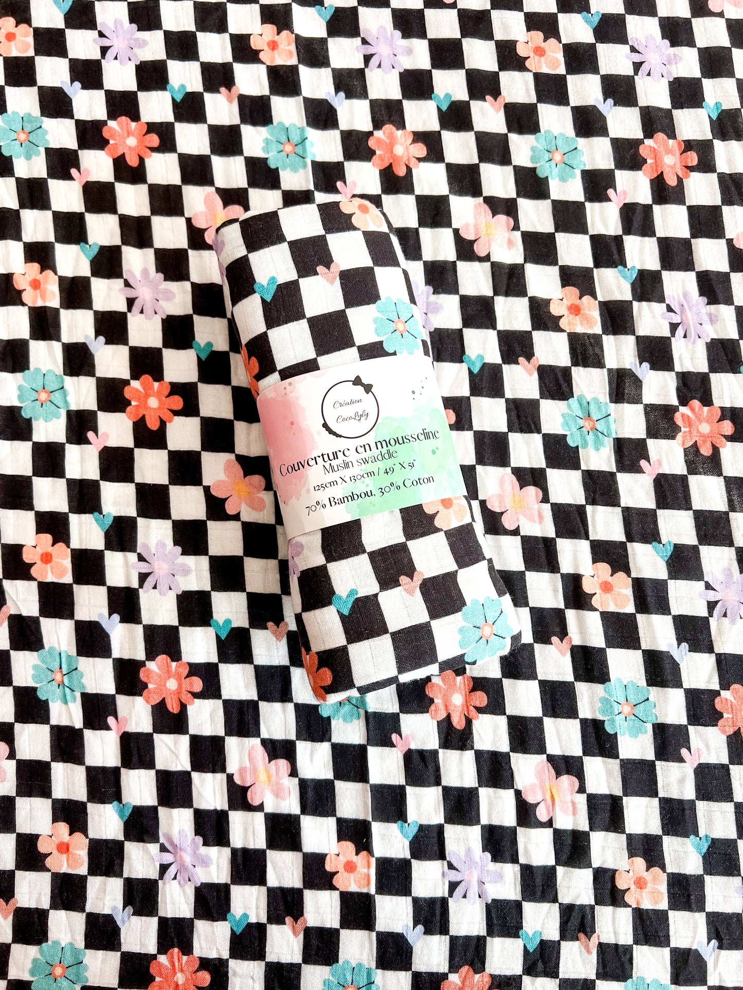 💕Large Bamboo Muslin - Punky Bloom