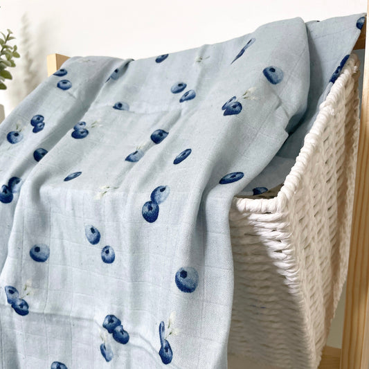 Bamboo & Cotton Muslin - Blueberries