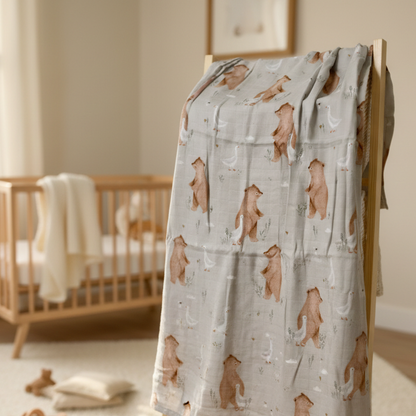 Création Jade Muslin - Bamboo & Cotton - Bears and Geese