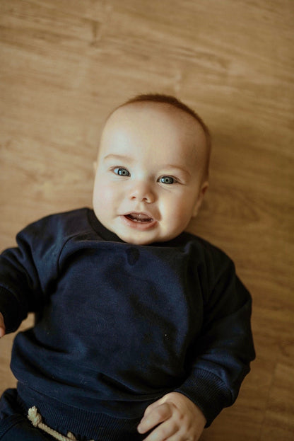 *NOUVEAU* Ensemble molletonné bébé et tout-petit en coton biologique, marine | ba.be.O Canada