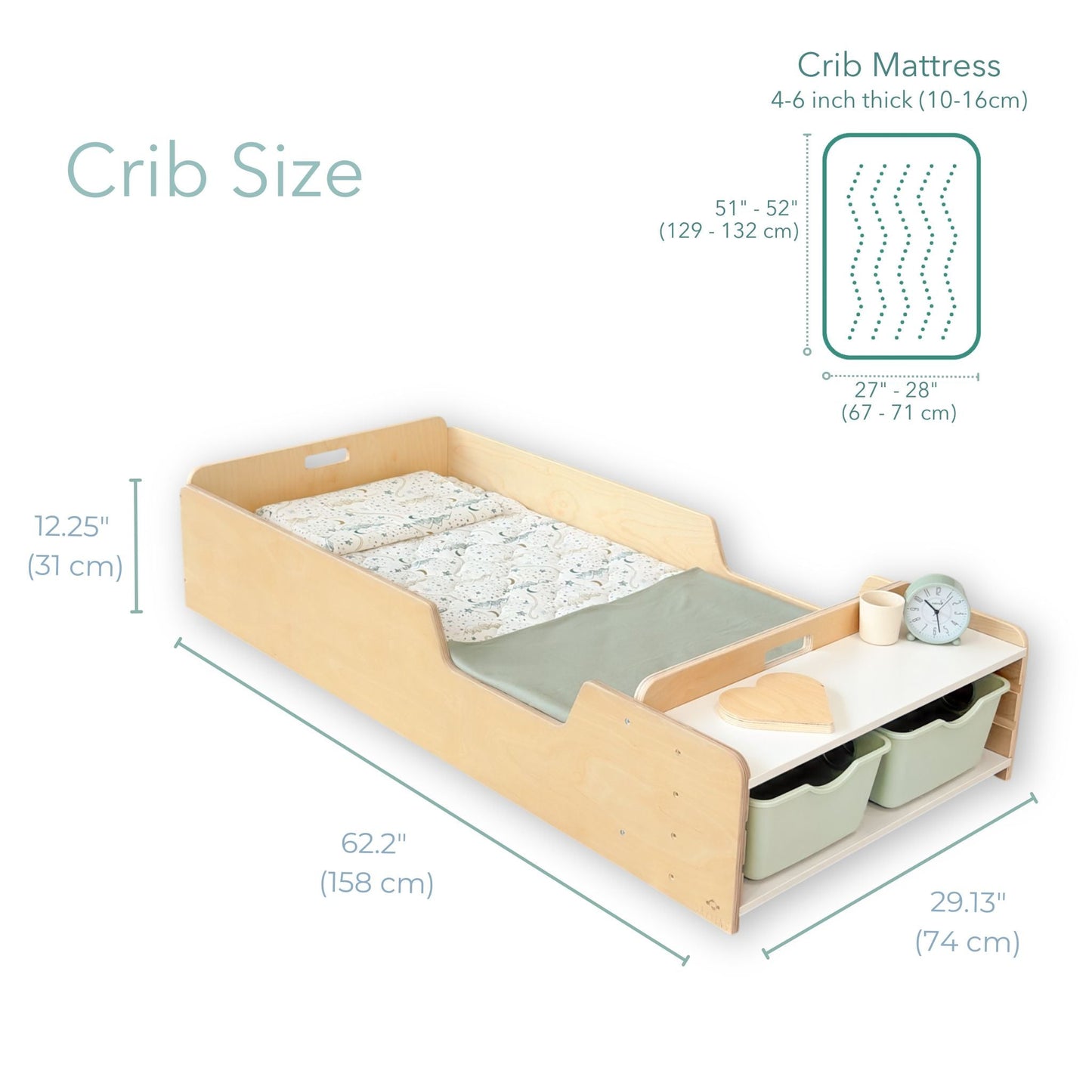 APPLE CRIB - Lit cabane Montessori avec barrières et étagères