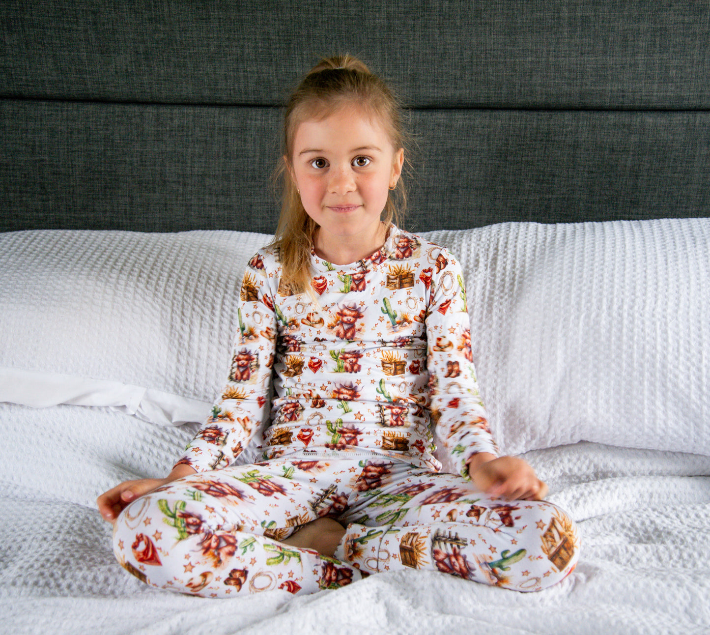 Bamboo Pajama - Highland Cow Western Cowboy