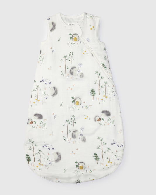 Baby Bamboo Muslin Sleep Sack 0.5 TOG - Hedgehogs