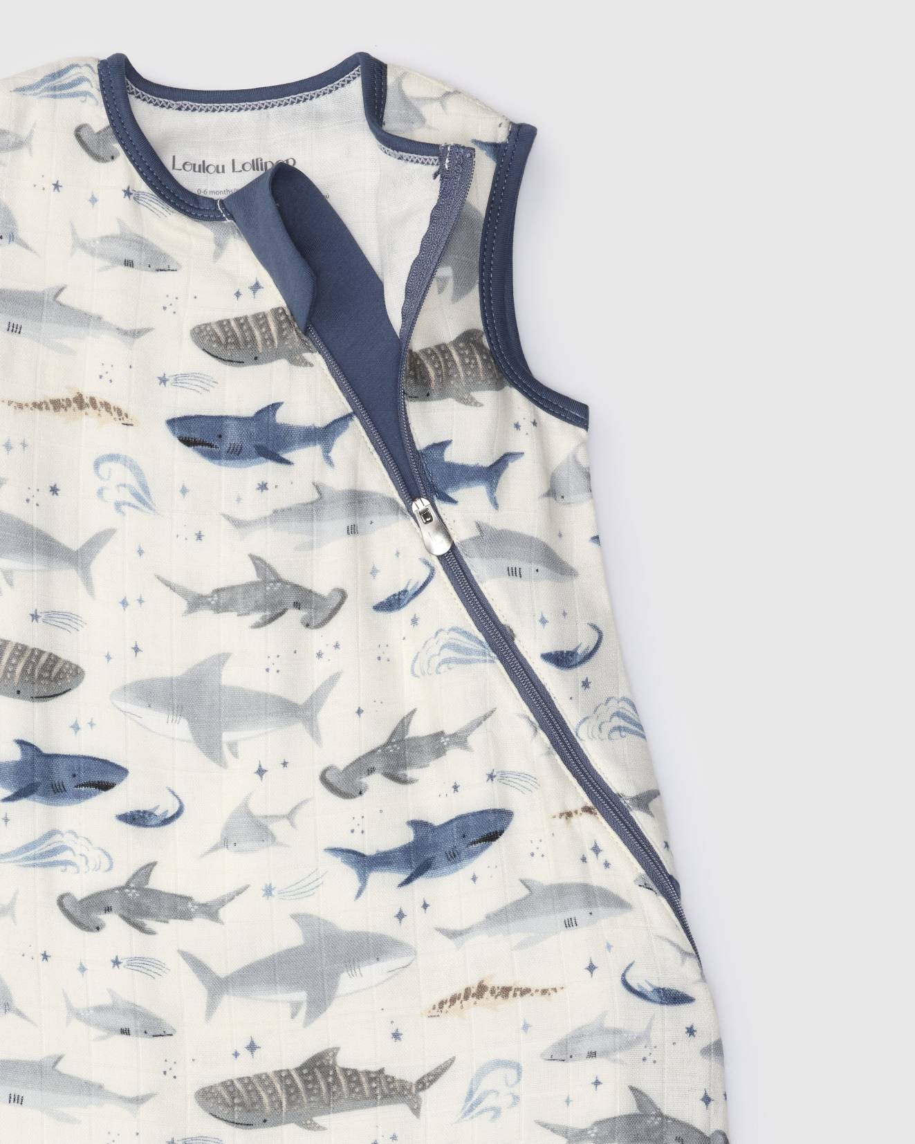 Gigoteuse Bébé Mousseline Bambou 0.5 TOG - Requins Souriants