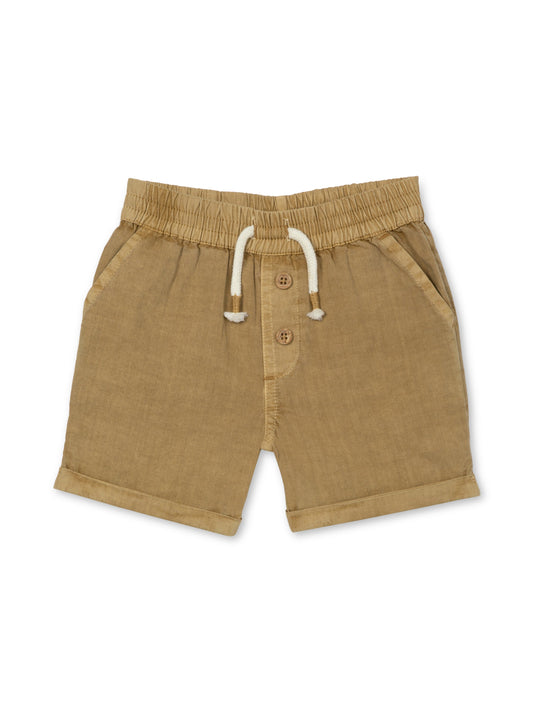 Short boutonné tissé | Tan | Rise Little Earthlings