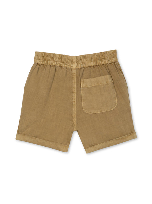 Short boutonné tissé | Tan | Rise Little Earthlings