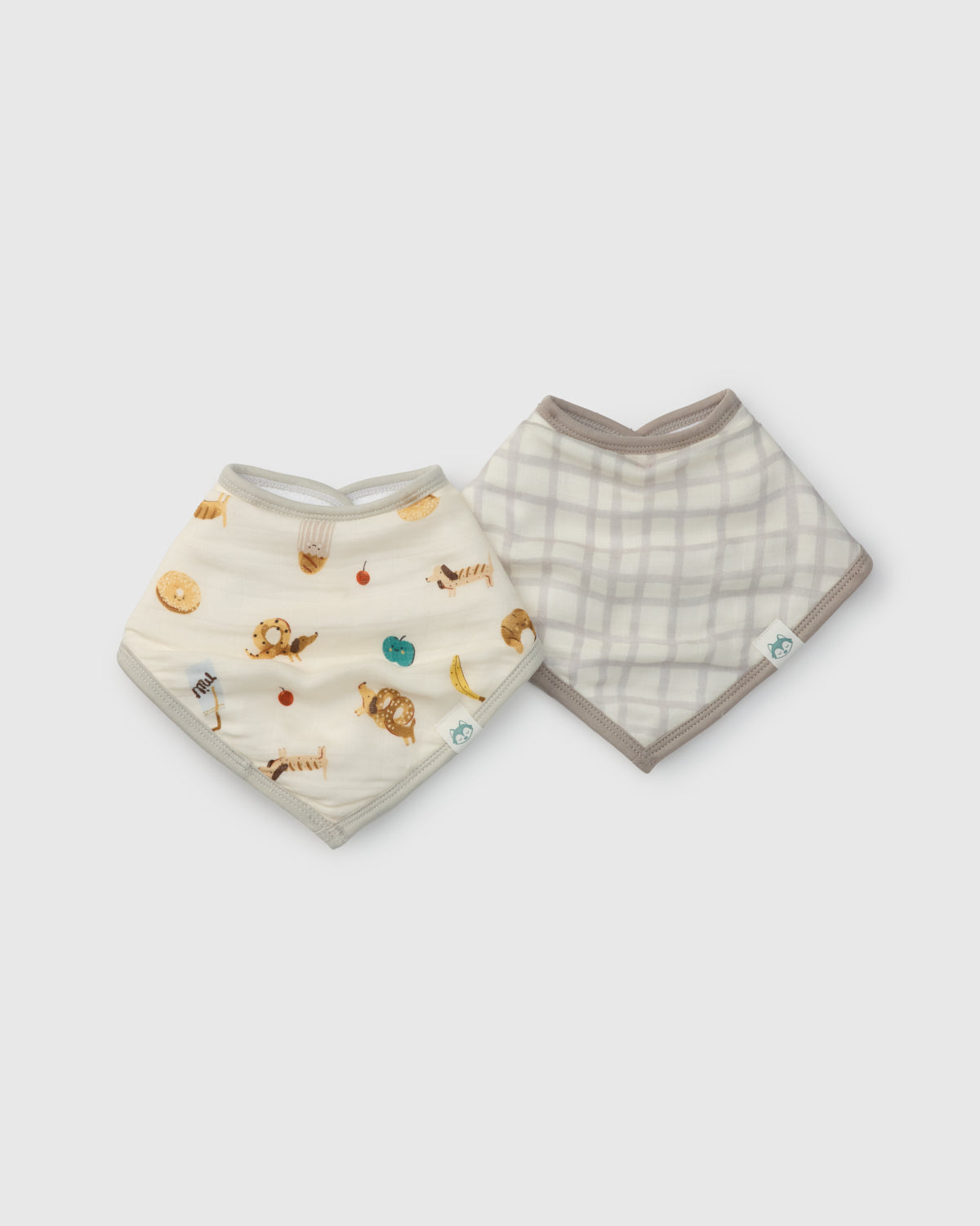 Lot de 2 bavoirs bandana - Petit-déjeuner français