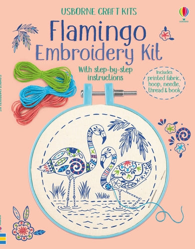 Flamingo Embroidery Kit with Frame
