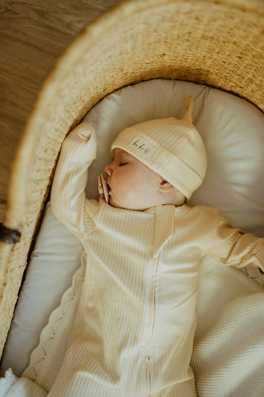 Organic Cotton Baby Sleeper, Buttercream | ba.be.O
