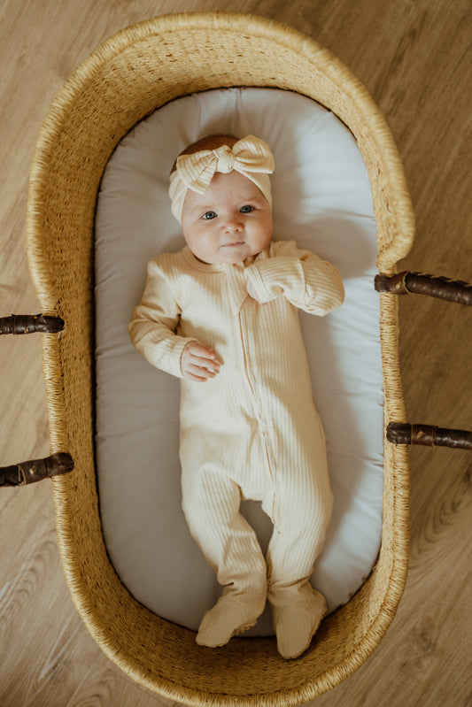 Organic Cotton Baby Sleeper, Buttercream | ba.be.O
