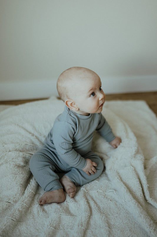 Organic Cotton Two-Piece Baby Outfit, Harbour Blue | ba.be.O Canada