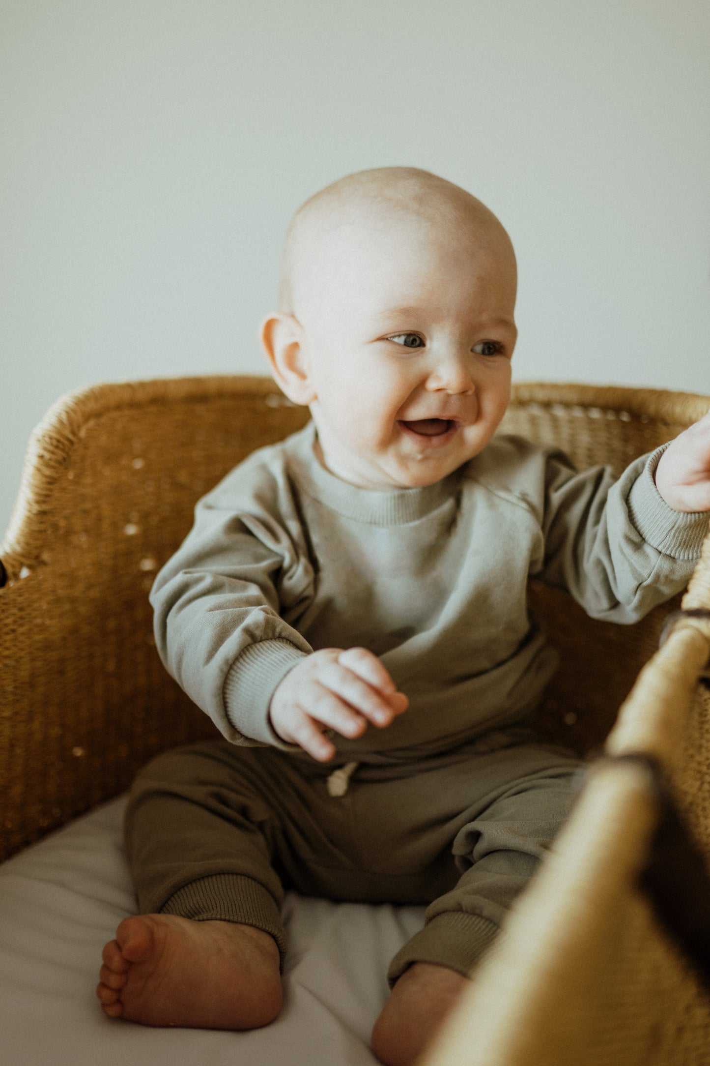 Ensemble survêtement bébé et enfant en coton biologique, sauge