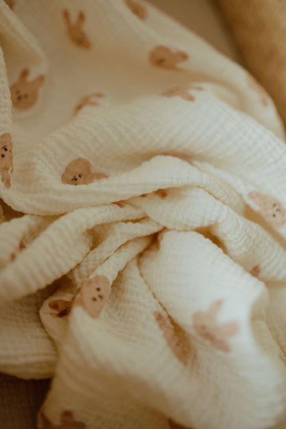 Organic Cotton Muslin Swaddle – Pink Bunny | ba.be.O Canada