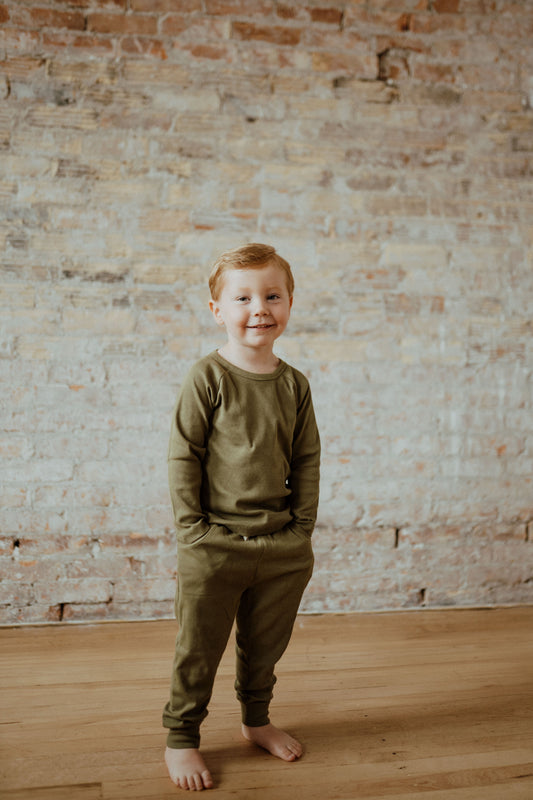 Ribbed Jogger Set – Olive