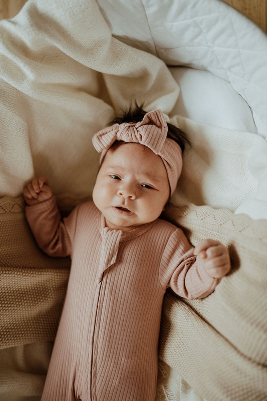Organic Cotton Baby Sleeper, Rose | ba.be.O