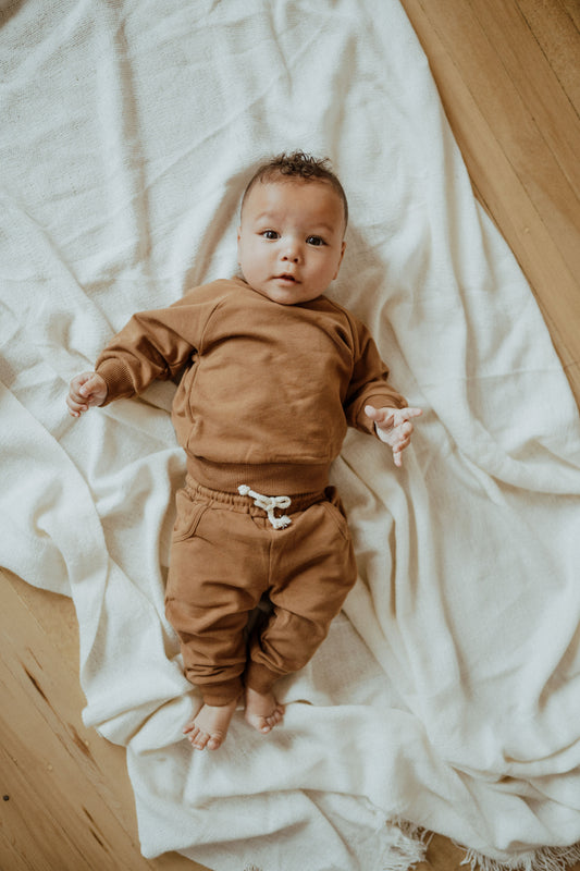 Organic Cotton Baby & Toddler Sweatsuit, Gingerbread | ba.be.O