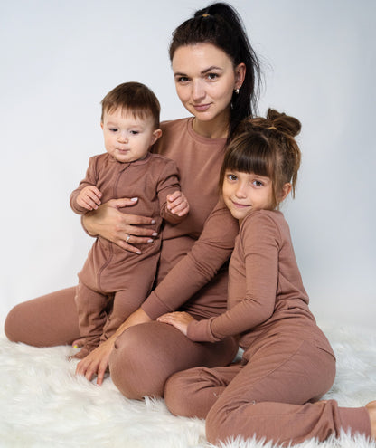 Bamboo Wool Long Sleeve Pajama Set (Earthy)