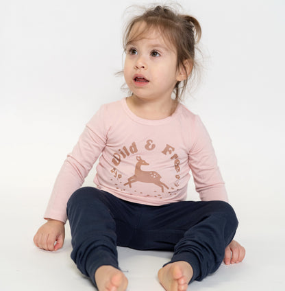 T-shirt imprimé à manches longues en rayonne de bambou — Teatime Pink